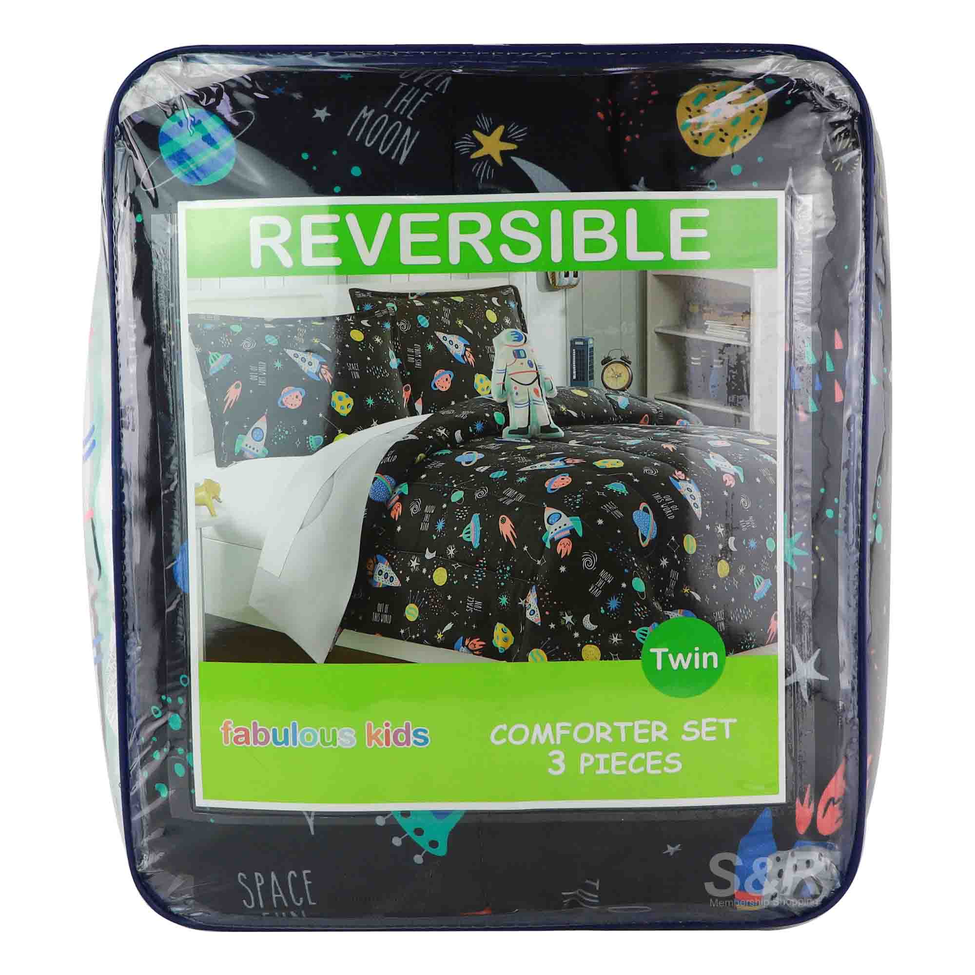 Fabulous Kids Reversible Twin Size Comforter Space Design 1 Set